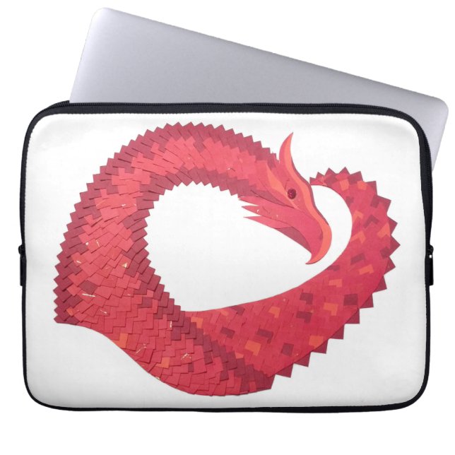 Protection Pour Ordinateur Portable Dragon de coeur rouge en blanc (Devant)