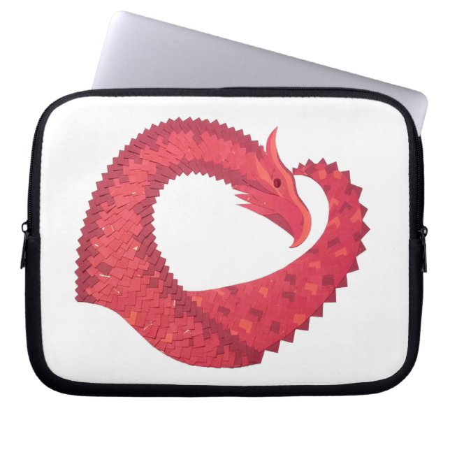 Protection Pour Ordinateur Portable Dragon de coeur rouge en blanc (Devant)