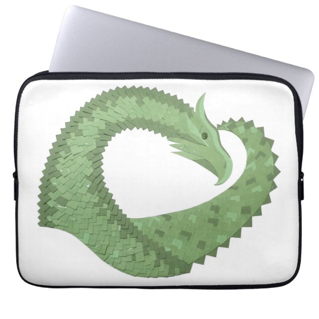Protection Pour Ordinateur Portable Dragon de coeur vert olive blanc (Devant)