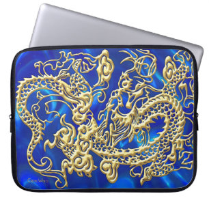 Protection Pour Ordinateur Portable Dragon d'or incorporé sur BlueSatin