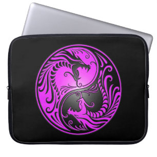 Protection Pour Ordinateur Portable Dragons, pourpre et noir de Yin Yang