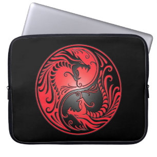 Protection Pour Ordinateur Portable Dragons, rouge et noir de Yin Yang