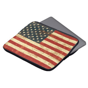 Protection Pour Ordinateur Portable Drapeau américain vieilli en détresse