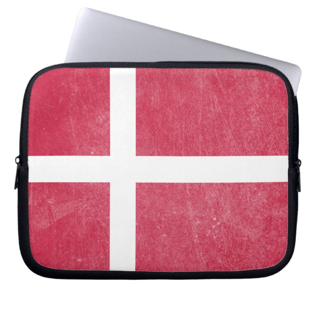 Protection Pour Ordinateur Portable Drapeau Danemark Grunge (Devant)