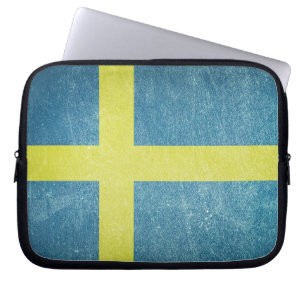 Protection Pour Ordinateur Portable Drapeau de Suède Grunge
