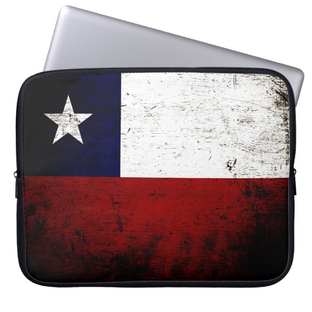 Protection Pour Ordinateur Portable Drapeau grunge noir du Chili (Devant)