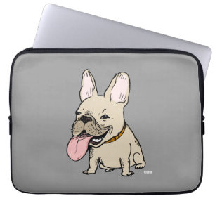 Protection Pour Ordinateur Portable Drôle de Bouledogue Français avec une énorme langu