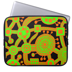 Protection Pour Ordinateur Portable Écosystème III orange et vert sur le noir