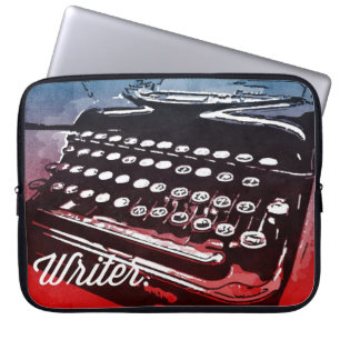 Protection Pour Ordinateur Portable Écrivain avec Typewriter Blue Red Pop Art
