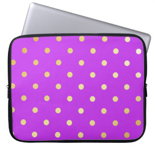 Protection Pour Ordinateur Portable élégant faux or violet pois