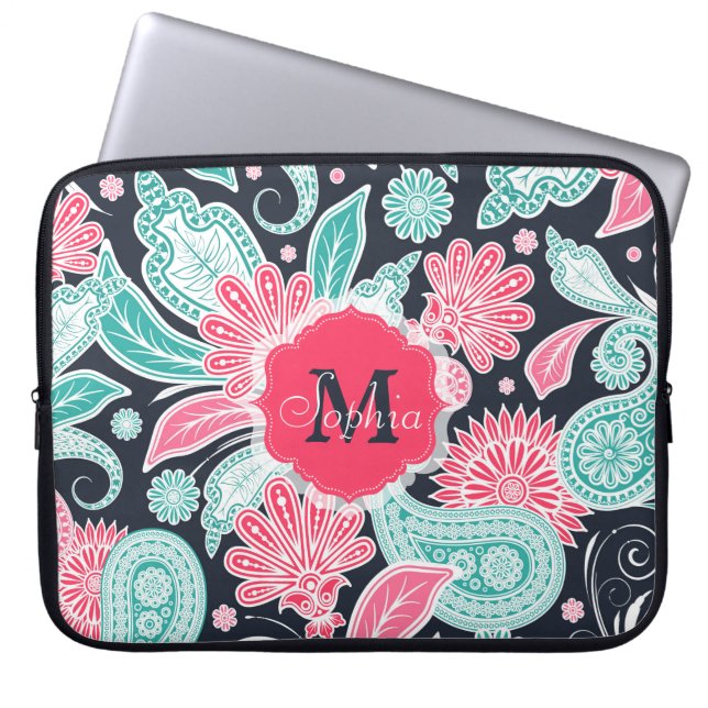 Protection Pour Ordinateur Portable Elégant motif floral paisley tendance (Devant)