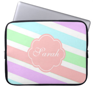 Protection Pour Ordinateur Portable Elégant, tendance couleurs pastel doux, monogramme
