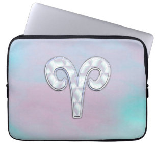 Protection Pour Ordinateur Portable Élégante Mère de Pearl Style Bélier Symbole Zodiaq