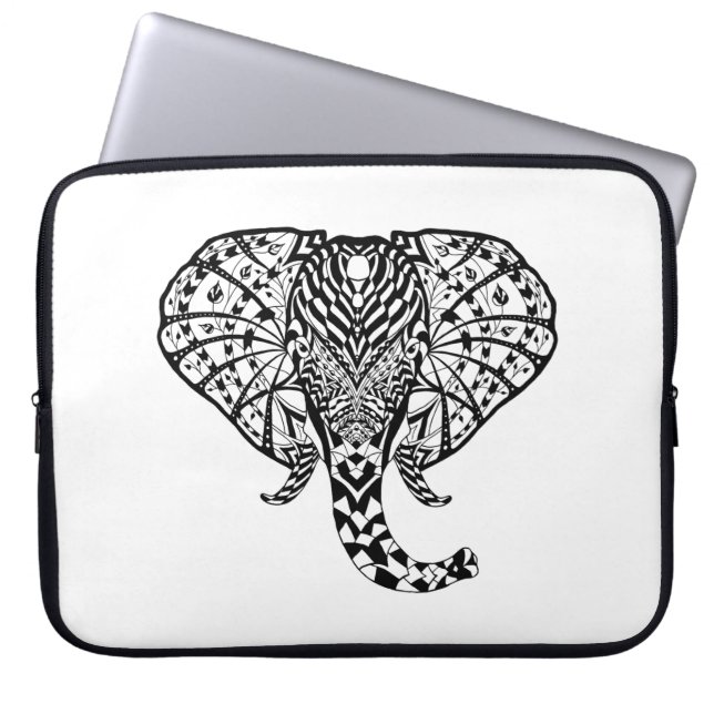 Protection Pour Ordinateur Portable Éléphant ethnique de motif (Devant)