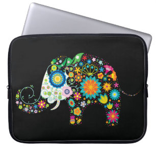 Protection Pour Ordinateur Portable Eléphant Floral Retro fine mignonne fille