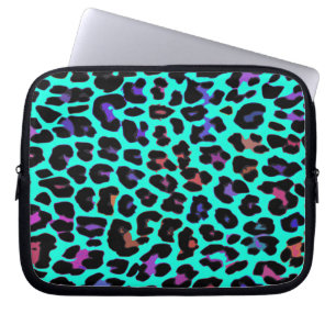 Protection Pour Ordinateur Portable Empreinte de léopard de bruit de turquoise