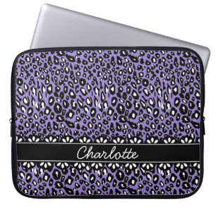 Protection Pour Ordinateur Portable Empreinte de léopard et dentelle violet tendance