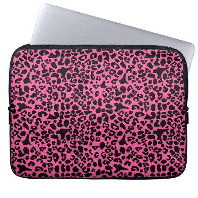 Protection Pour Ordinateur Portable Empreinte de léopard moderne tendance Hot Pink et  (Devant)