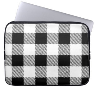 Protection Pour Ordinateur Portable en vichy vérifier le motif noir et blanc