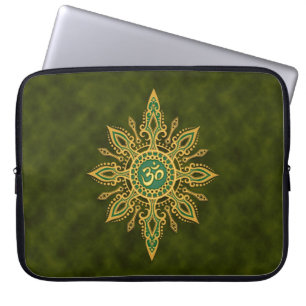 Protection Pour Ordinateur Portable Étoile verte d'or d'Aum