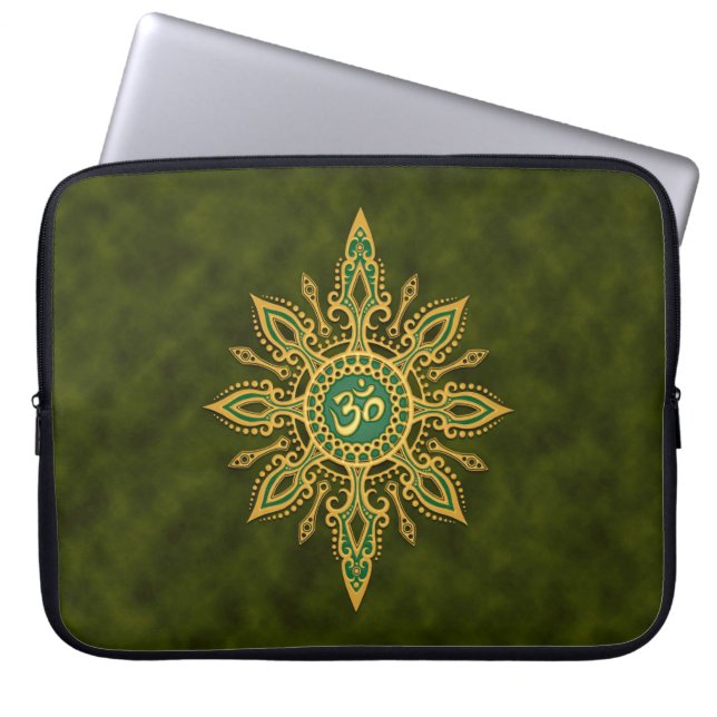 Protection Pour Ordinateur Portable Étoile verte d'or d'Aum (Devant)