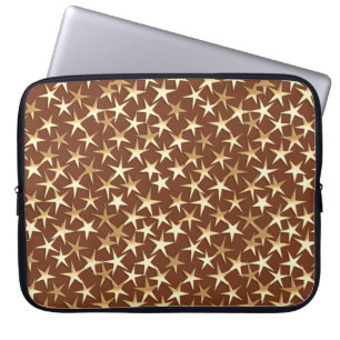 Protection Pour Ordinateur Portable Étoiles dorées sur fond marron chocolat