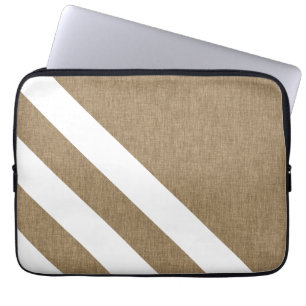 Protection Pour Ordinateur Portable Faux Burlap Blanc Grandes