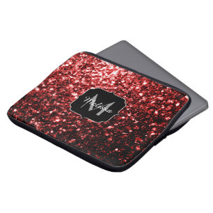Protection Pour Ordinateur Portable Faux paillettes rouge foncé éclats de glamour Mono