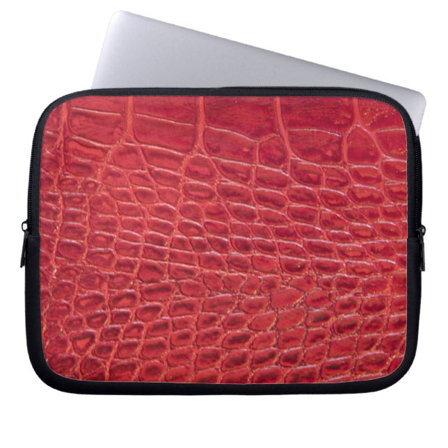 Protection Pour Ordinateur Portable Faux rouge alligator cuir (Devant)