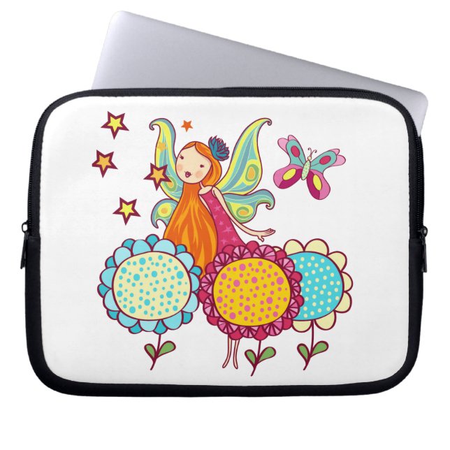 Protection Pour Ordinateur Portable Fée de jardin avec des fleurs (Devant)