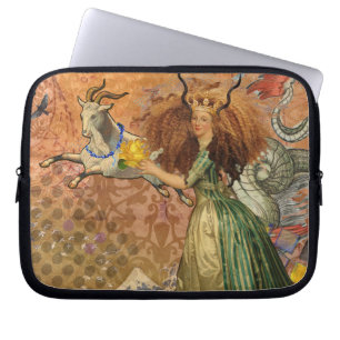 Protection Pour Ordinateur Portable Femme Capricorne Collage Vintage Fantaisiste Surré