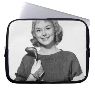 Protection Pour Ordinateur Portable Femme tenant le club de golf