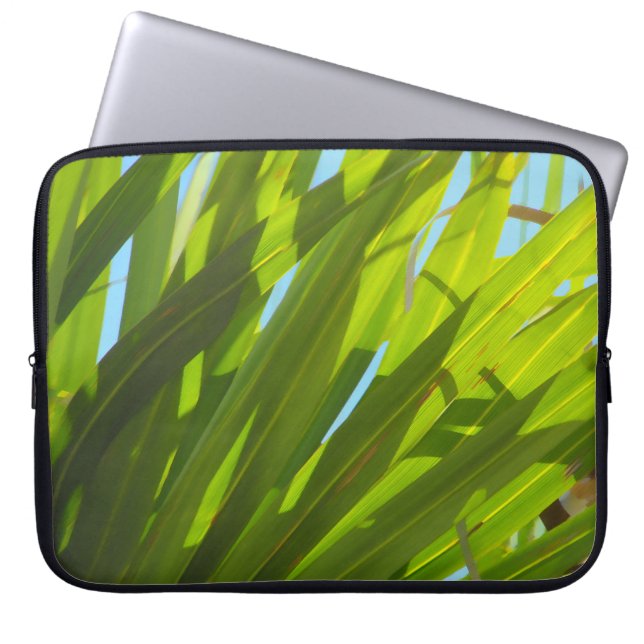 Protection Pour Ordinateur Portable Feuilles verts, soleil et ciel bleu (Devant)