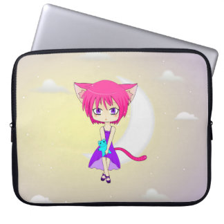 Protection Pour Ordinateur Portable Fille d'une chevelure rose d'Anime de Neko,