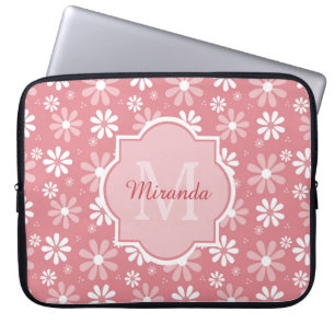 Protection Pour Ordinateur Portable Fille Monogramme Joli Rose Fleurs De Faisée Avec N