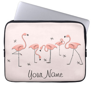Protection Pour Ordinateur Portable Flamants roses Pink Line Name