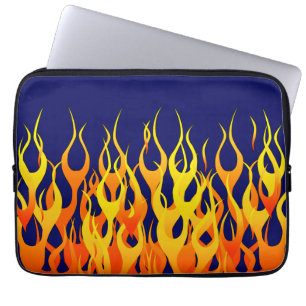Protection Pour Ordinateur Portable Flammes de course classique sur bleu marine