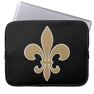 Protection Pour Ordinateur Portable Fleur de Lis Gold avec le contour blanc et noir