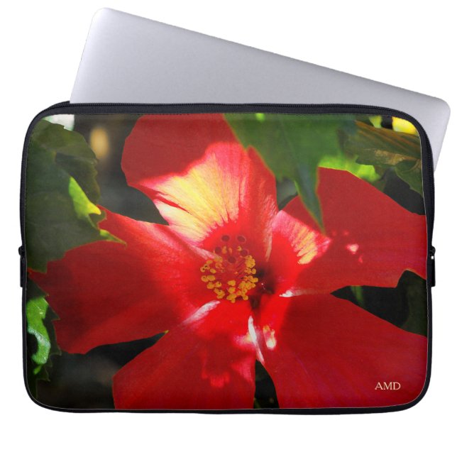 Protection Pour Ordinateur Portable Fleur d'Hibiscus rouge au soleil (Devant)