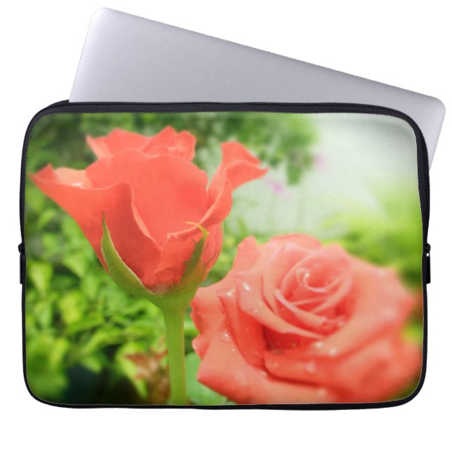 Protection Pour Ordinateur Portable Fleurs de rose romantiques (Devant)