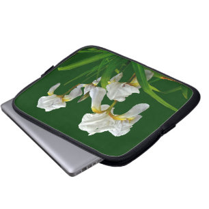 Protection Pour Ordinateur Portable Fleurs d'Iris à poils blancs