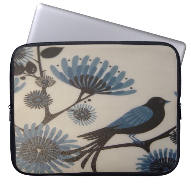 PROTECTION POUR ORDINATEUR PORTABLE FLEURS D'OISEAUX BLUEBRES (Devant)