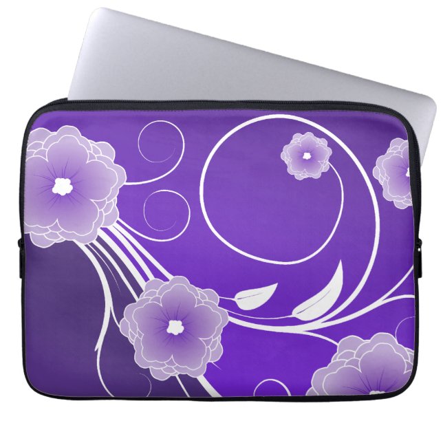 Protection Pour Ordinateur Portable Fleurs florales violettes & torrents (Devant)