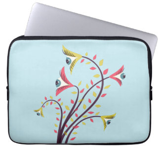 Protection Pour Ordinateur Portable Fleurs psychédéliques Éffrayants yeux Trippy