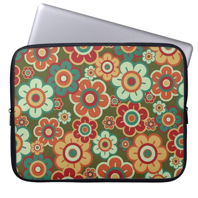 Protection Pour Ordinateur Portable Fleurs rétro Motif Portable tendance (Devant)