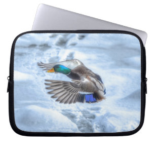 Protection Pour Ordinateur Portable Flying Mallard Duck Dra3 Wildlife Photo
