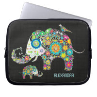 Forme d'éléphant Fleurs rétro colorées