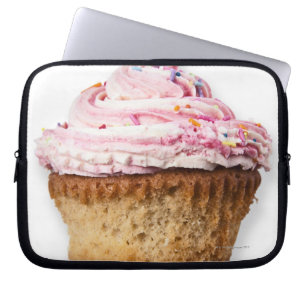 Protection Pour Ordinateur Portable Gâteau de tasse rose, sur arrière - plan blanc, co