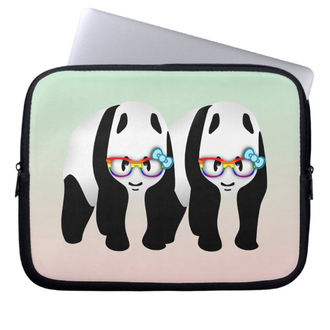 Protection Pour Ordinateur Portable Gay pride Hipster Pandas (Devant)