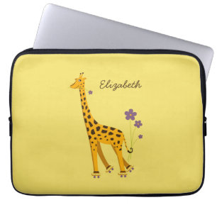 Protection Pour Ordinateur Portable Girafe mignonne jaune nommée faite sur commande d